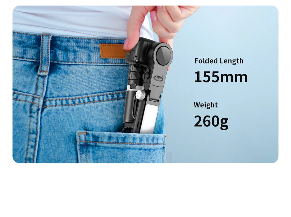 Q18 360° Follow-Tracking Gimbal — Selfie Stick Tripod with Fill Light for iPhone & Smartphones