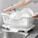 Single-Layer Kitchen Draining Rack with Drainer Board — Plates & Cutlery