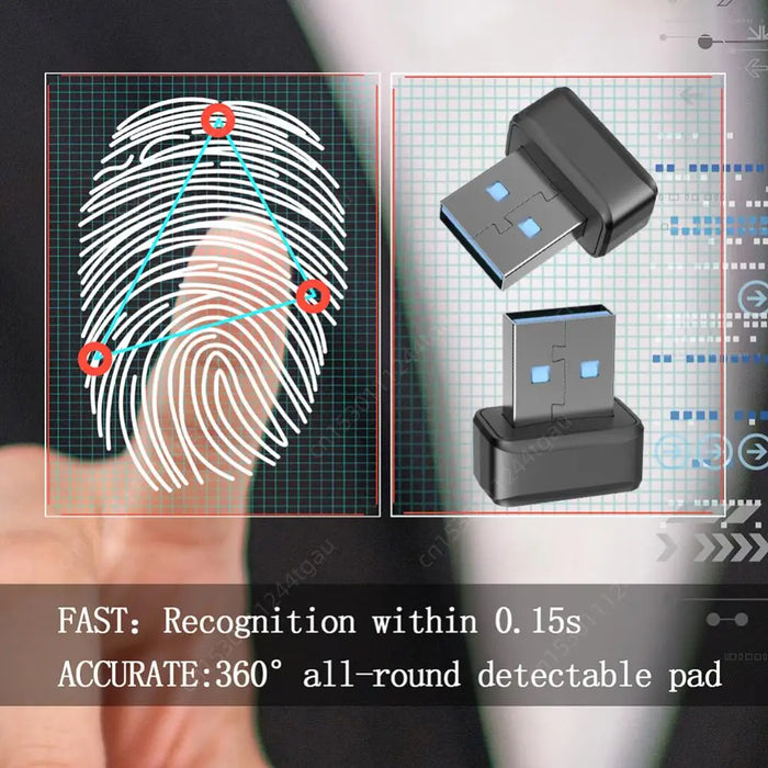 USB Fingerprint Key U5/U7/U8 — 360° Biometric Reader for Windows Hello (Win 10/11)