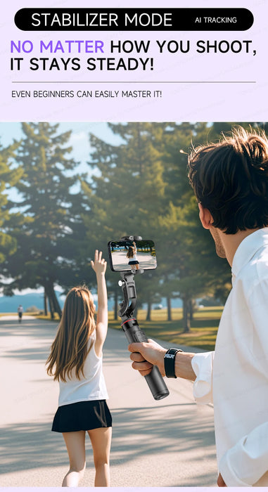 C22 AI Face-Tracking Handheld Gimbal Stabiliser — 3‑in‑1 Selfie Stick & Tripod for Smartphones
