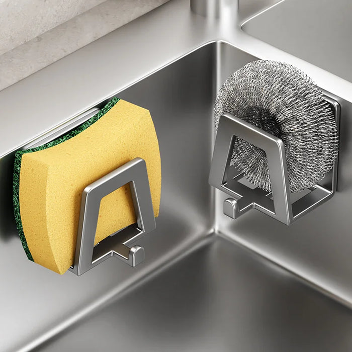 304 Stainless Steel Self‑Adhesive Sponge Holder – Sink Draining Rack