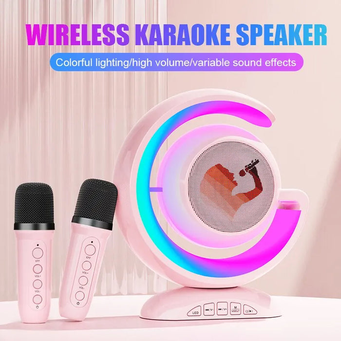 Bluetooth 5.3 Portable Karaoke Machine with Wireless Microphone - Dual Mic Home Speaker System for Family Singing - Ideal for Home Entertainment and Parties