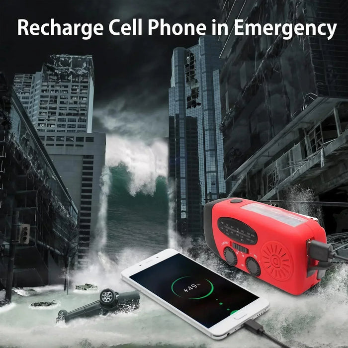 Disaster Prevention Emergency Flashlight Radio Solar Hand Crank Rechargeable Rechargeable Multifunctional LED Reading Light Radi