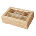 Wooden 6-Compartment Tea Box with Transparent Lid — 24×16×7 cm Organiser