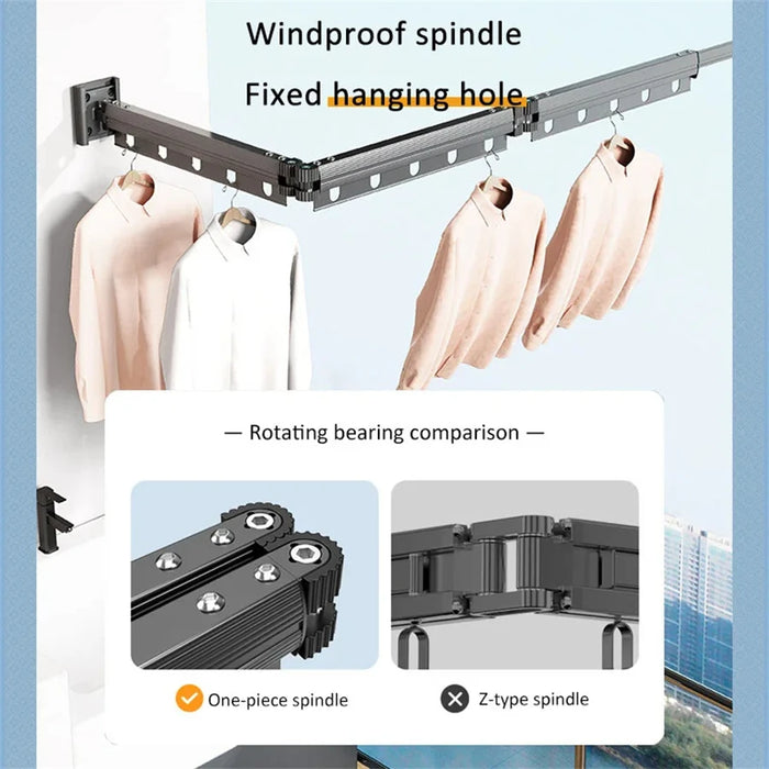 Foldaway Wall-mounted Clothes Dryer — White Aluminium Alloy, Retractable