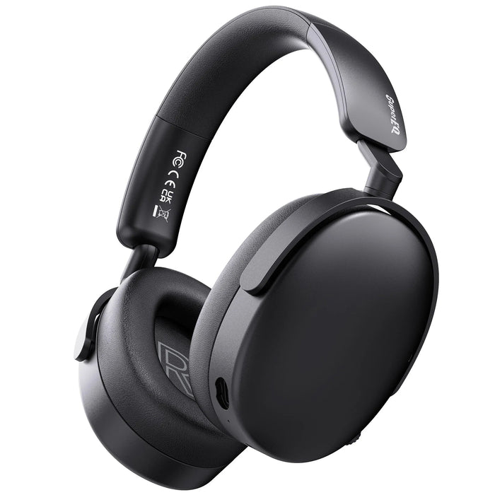 Oneodio SuperEQ A200 Wireless Bluetooth 5.4 Hybrid Active Noise Cancelling Over-Ear Headset in black color, highlighting features such as Hi-Res Audio, 6-Mic AI ENC, and fast charging capabilities.