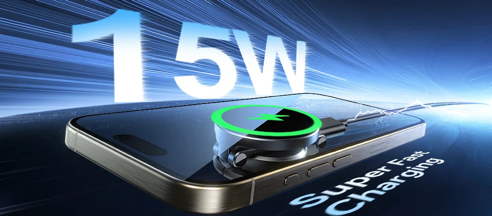 Joyroom JR-ZS408 Magnetic Car Mount — 15W Wireless Charger, N55 Magnets, 360° Rotation