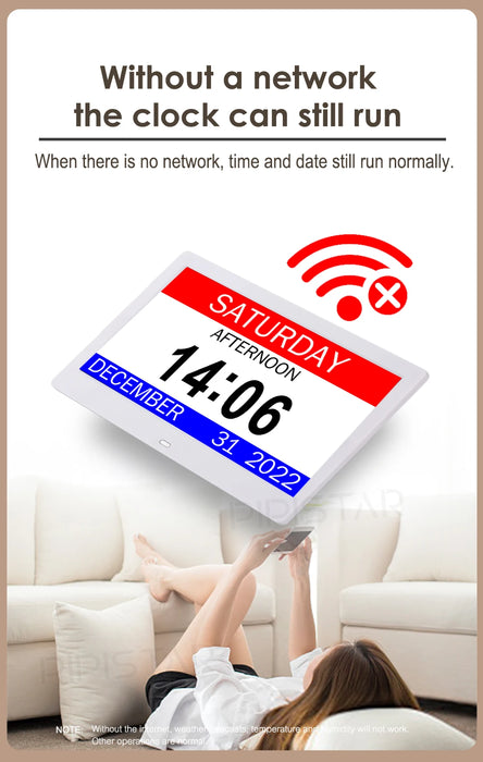 7/10.1-inch Wi‑Fi Calendar Photo Frame — Dementia Clock with Weather & Reminders