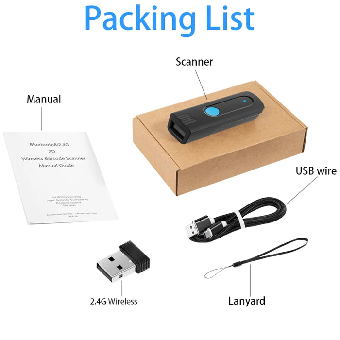 Mini Pocket Bluetooth Barcode Scanner — M3C (1D) or M3D (2D/QR)