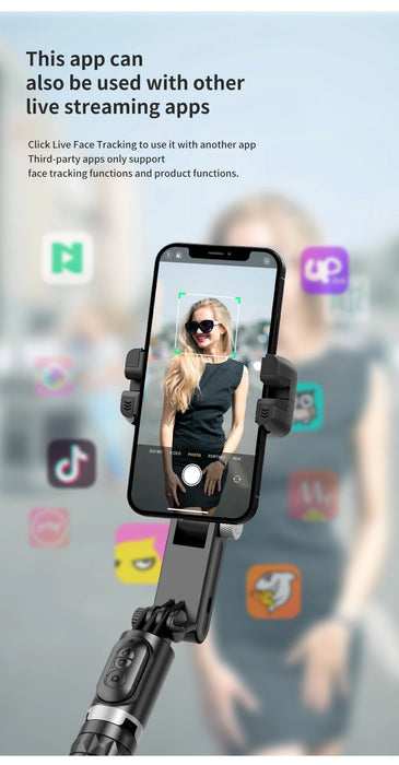 Q18 360° Follow-Tracking Gimbal — Selfie Stick Tripod with Fill Light for iPhone & Smartphones