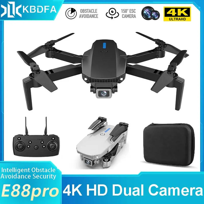 KBDFA E88 Pro - WIFI FPV Drone with 4K 1080P HD Wide Angle Camera, Height Hold and Foldable Quadcopter - Ideal Gift Toy for Kid Drone Enthusiasts