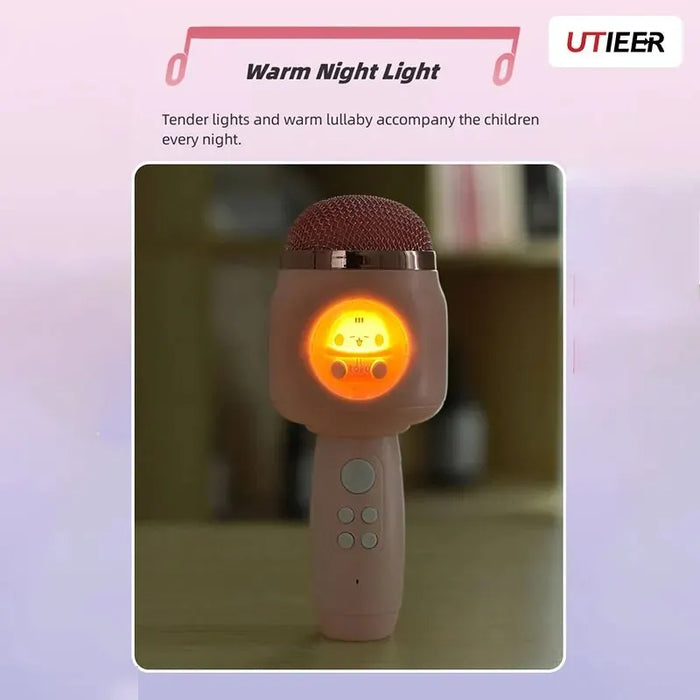 Cartoon Wireless Microphone Audio Integrated Machine - Bluetooth Microphone with Small Night Light - Perfect for Children's Entertainment and Night-Time Use