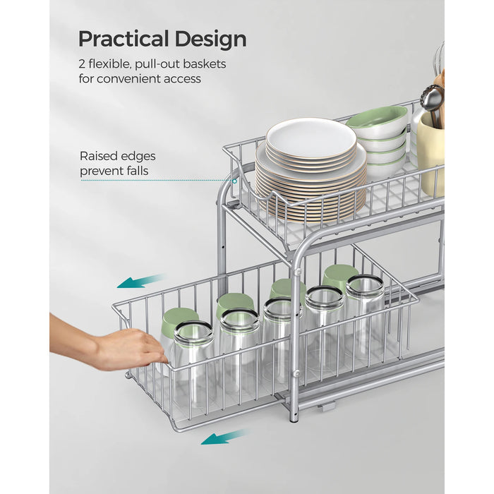 2-Tier Under-Sink Cupboard Organiser with Sliding Basket Drawers, Stackable