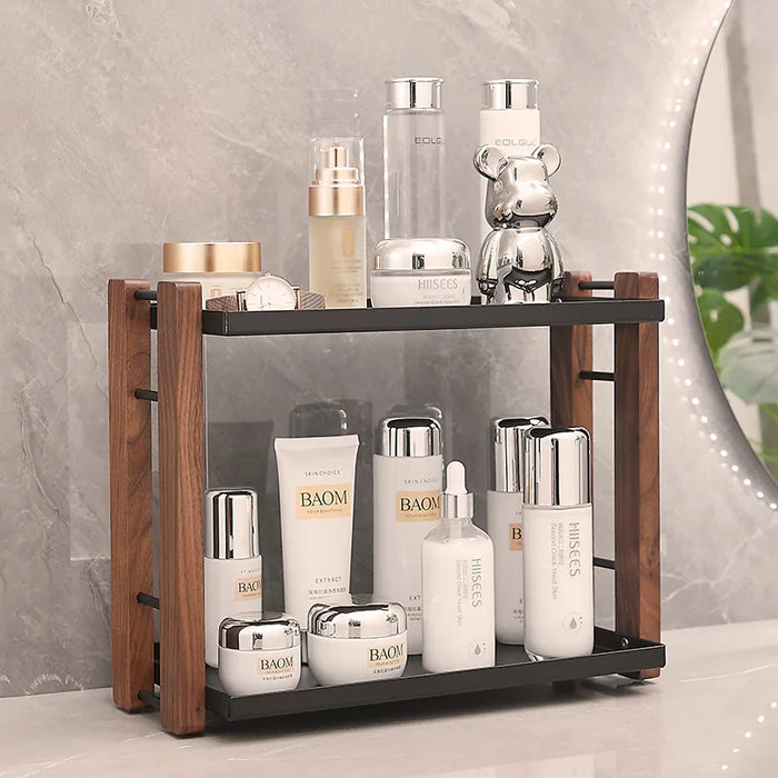 Wooden Countertop Organiser – Cosmetic & Coffee Station Shelf for Vanity