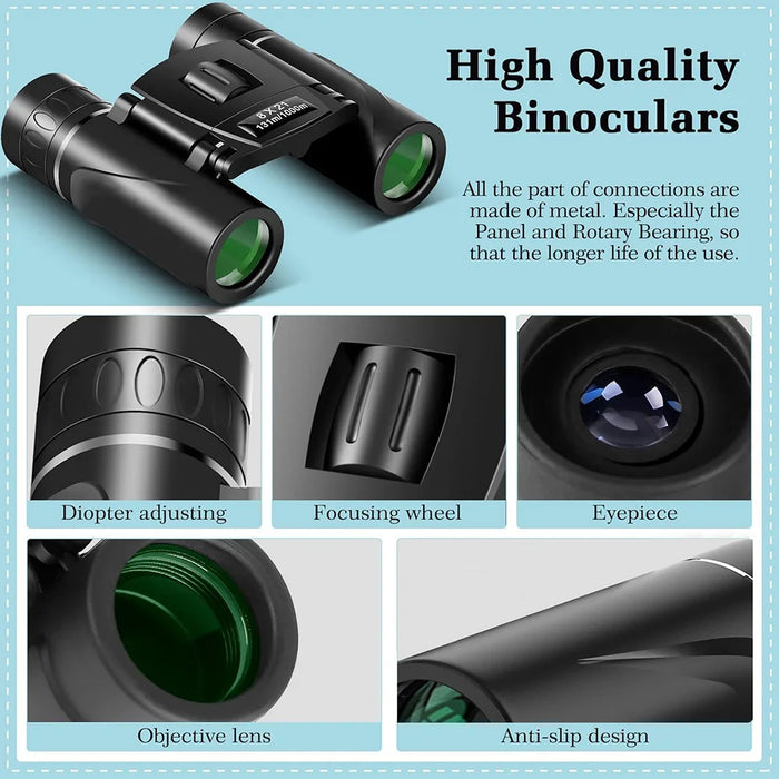 Mini 8x21 Compact Binoculars for Concerts, Sports & Birdwatching