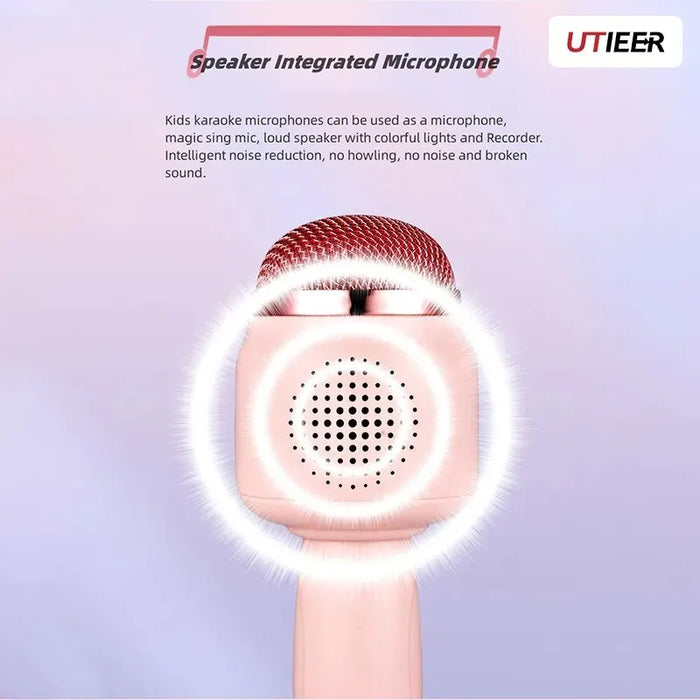 Cartoon Wireless Microphone Audio Integrated Machine - Bluetooth Microphone with Small Night Light - Perfect for Children's Entertainment and Night-Time Use