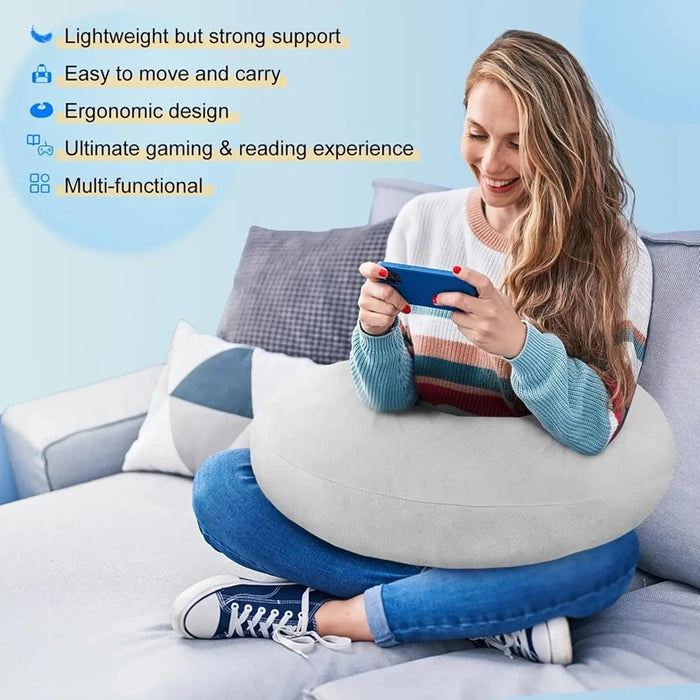 U‑Shape Reading & Gaming Cushion — Crochet Tatting Arm Support for TV, Desk & Travel