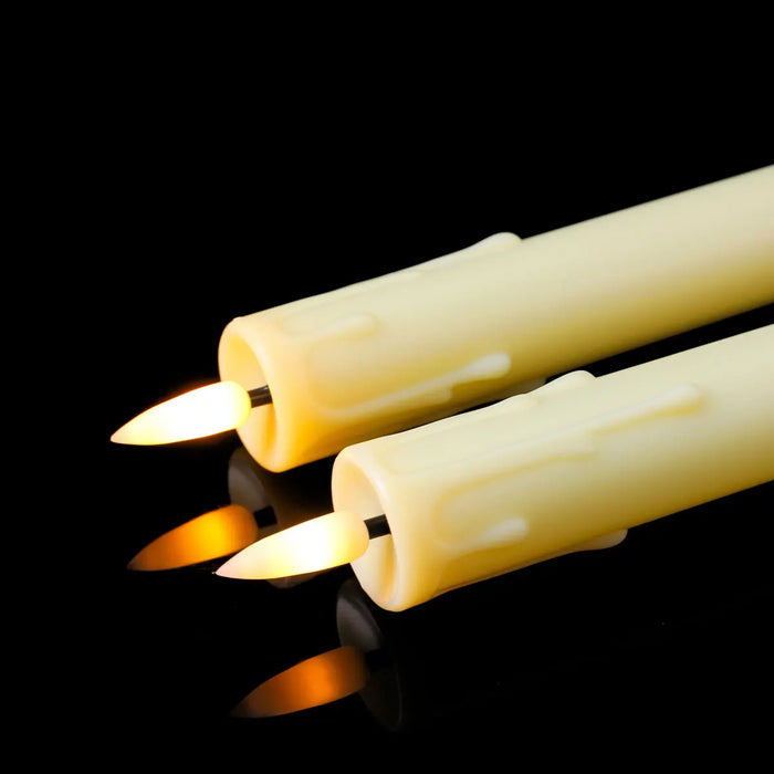 Rechargeable 10-inch Flameless LED Taper Candles — Warm White, 2 or 4 Pack (Beige or White)