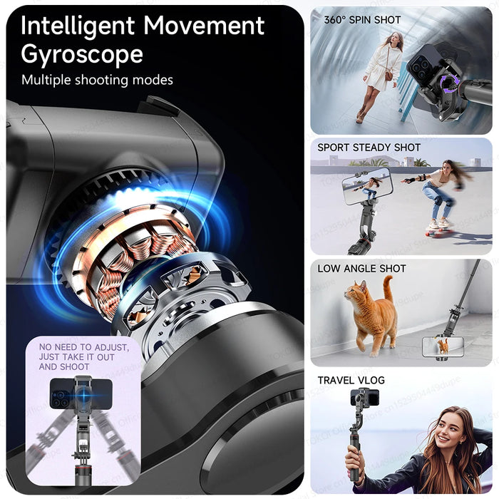 C22 AI Face-Tracking Handheld Gimbal Stabiliser — 3‑in‑1 Selfie Stick & Tripod for Smartphones
