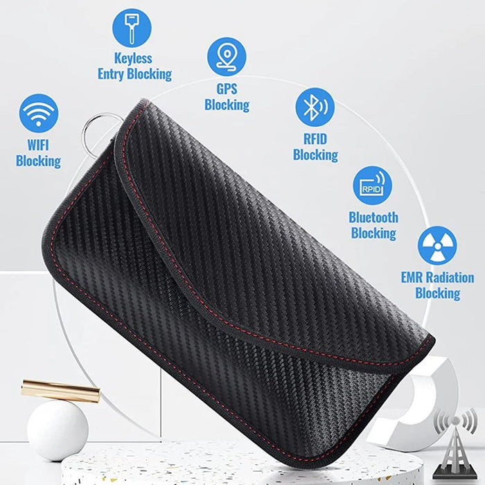 Faraday Key Signal Blocking Pouch – Signal Blocker for Car Keys & Phones, Carbon Fibre