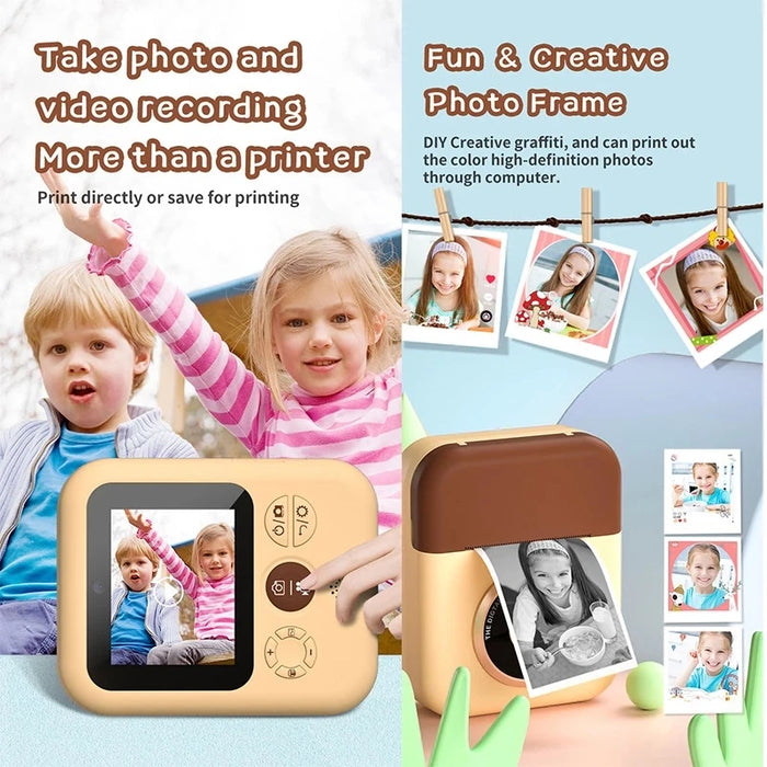 Instant Kids Printing Camera - Mini Digital Camera, HD Video Recording, Dual Lens, Thermal Photo Paper Feature - Ideal Birthday Gift for Boys and Girls