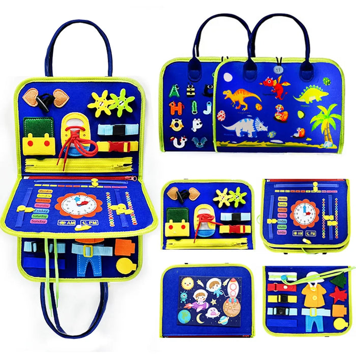 Busy Board Montessori - Sensory Toy for Toddler's Preschool Learning & Education, Provide Fine Motor Skills - Ideal for Travel Activities and Boys Development