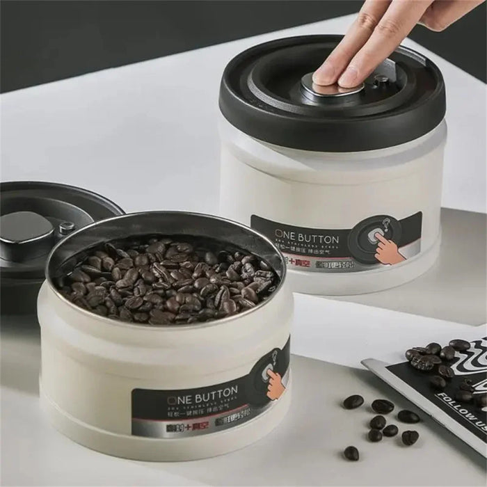 Stainless Steel Vacuum Coffee Canister — Airtight Storage for Beans, Tea & Dry Foods
