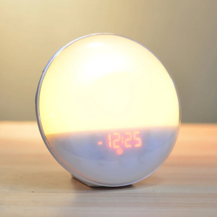 Wake Up Light Alarm Clock with Sunrise & Sunset, Dual Alarms, FM Radio, 7 Colours