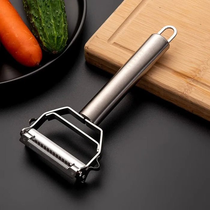 Stainless Steel Vegetable Peeler - Multifunctional Kitchen Shredder for Fruit and Potatoes - Durable Household Tool for Carrot Peeling and Slicing