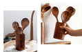 Natural Teak Wooden Kitchen Utensil Set — Modern, Eco-Friendly