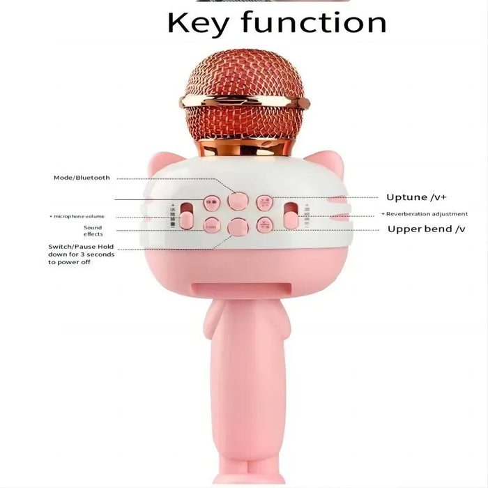 Karaoke Microphone Toy - Portable Wireless Bluetooth, Suitable for Children & Adults, Ideal for Birthday Parties & Family KTV - Perfect Gift in Blue & Pink Colours