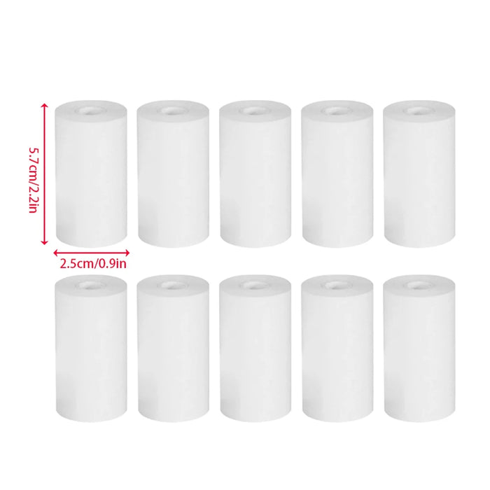 Instant Printer & Kids Camera - 57*25mm White Thermal Paper, Pack of 10 Replacement Accessories - Ideal for Children's Photography and Creative Projects