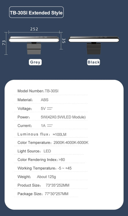 LED Monitor Light Bar — Dimmable 3‑Colour Reading Lamp