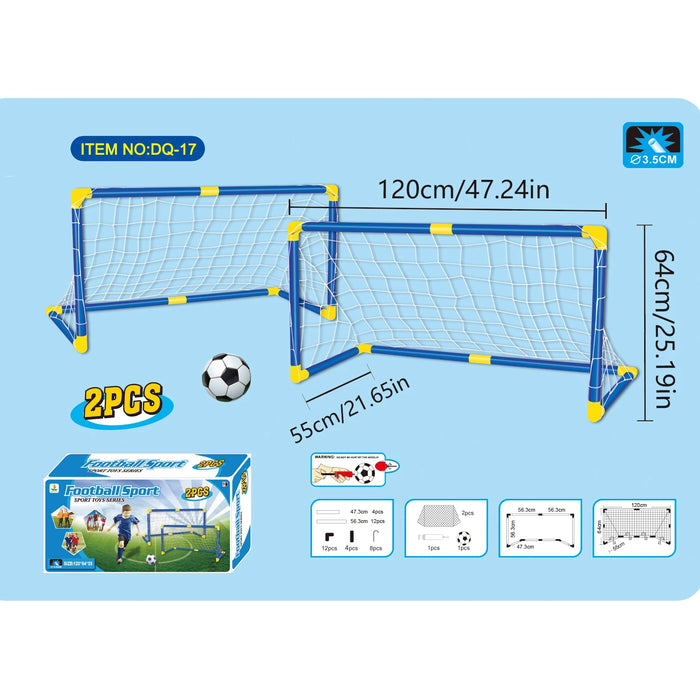 2-Pack Kids Football Goals with Ball — Portable Indoor & Outdoor Training Set