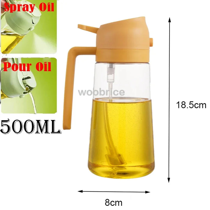 500ml Oil Spray Bottle & Cruet – Refillable Oil Dispenser for Kitchen and BBQ