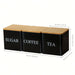 Set of 3 Metal Canisters with Bamboo Lids – 500ml Coffee, Tea & Sugar (Black or White)