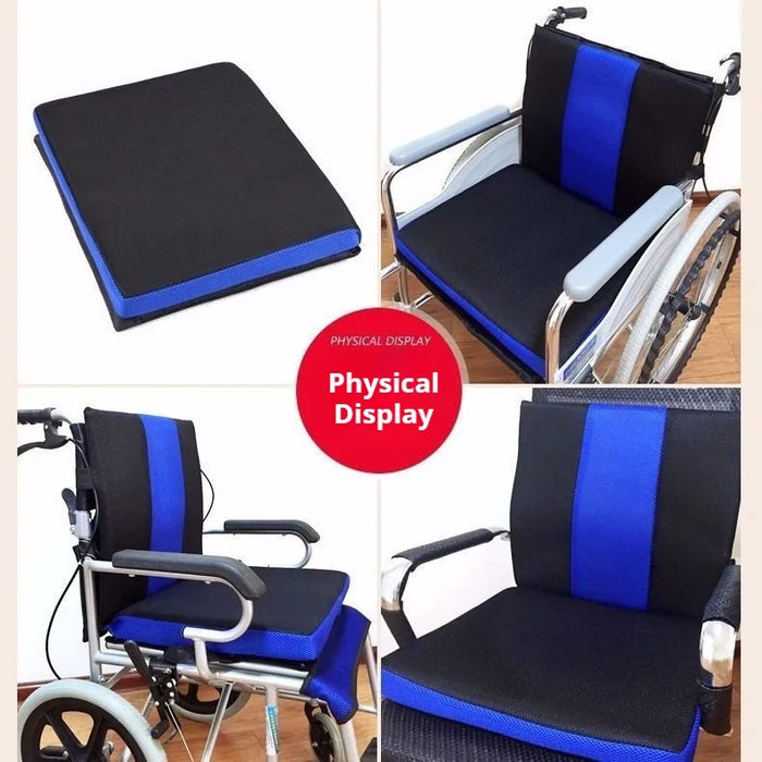 Wheelchair Backrest Cushion — Breathable, Slip-Resistant Posture Support (45×41×5cm, Blue)