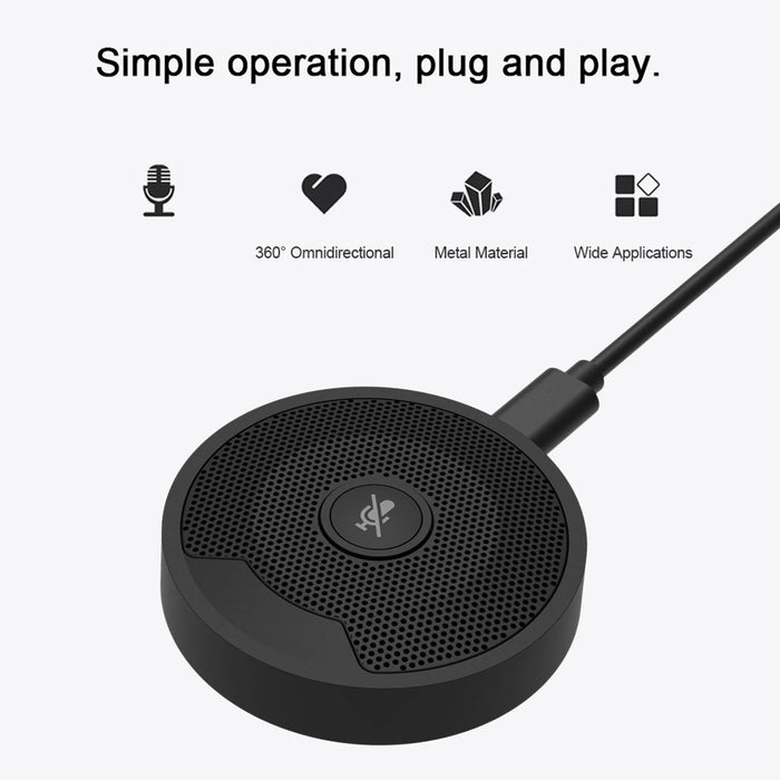 UM10 USB Omnidirectional Conference Microphone — 360° Condenser for PC & Mobile