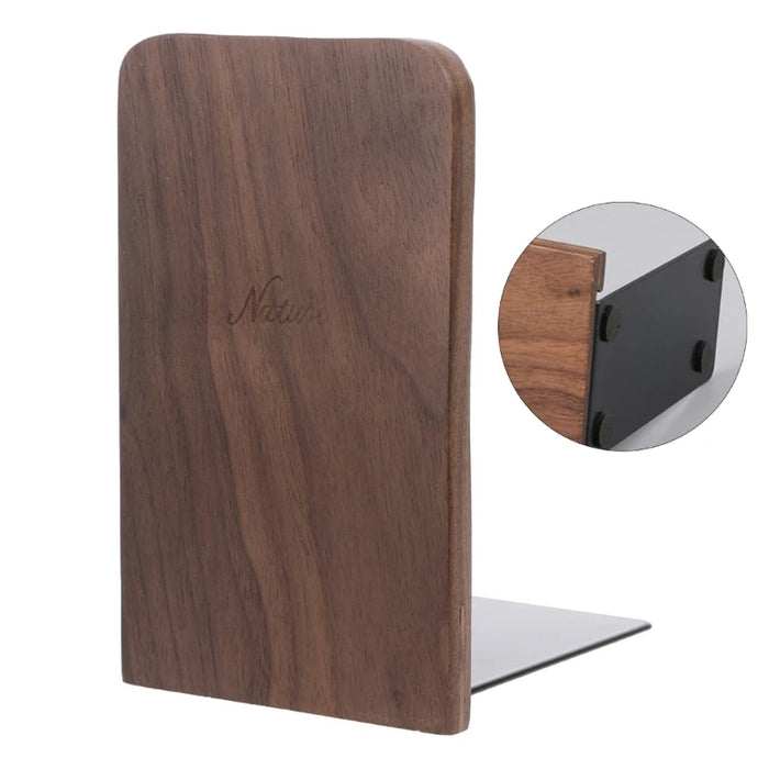 Walnut Desktop Bookend with Iron Plate