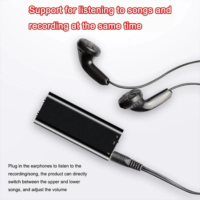 Ultra-thin Mini Voice Recorder — 32GB, Voice-Activated USB MP3 Player