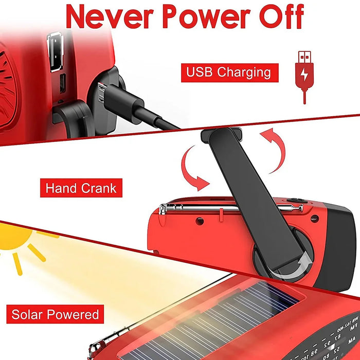 Solar Hand Crank Radio - Camping Light with AM/FM Radio and 2000mAh USB Charging, Outdoor Multifunctional Dynamo LED Flashlight - Ideal for Outdoor Enthusiasts and Emergency Preparedness