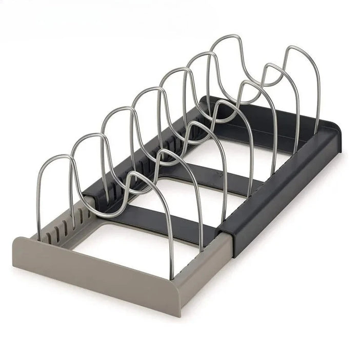 7‑Grid Telescopic Pot Rack – Adjustable Pots, Pans & Lid Organiser