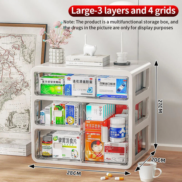 Large Capacity Medicine Organiser — Multi-layer Drawer Pill Storage (Plastic)