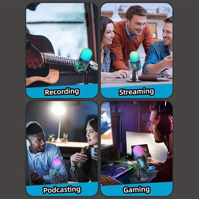 USB Condenser Microphone V5 for Streaming, Karaoke & Gaming – Noise‑Cancelling Tabletop with Phone Stand