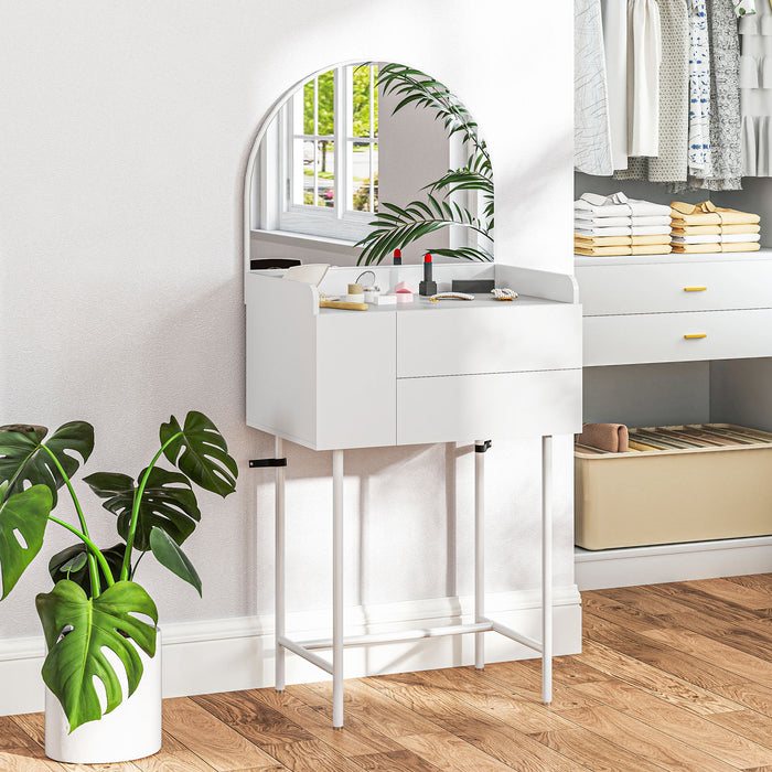HOMCOM Dressing Table with Arched Mirror and 3 Drawers - White