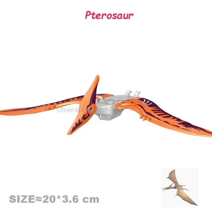 Jurassic Dinosaur Building Blocks - Velociraptor, Triceratops, Indominus & T‑Rex Models