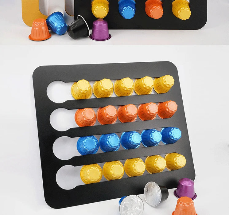 Rotating Coffee Capsule Tower – Aluminium Pod Holder for 24 or 40 Nespresso Original Capsules