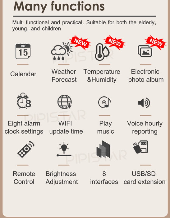 7/10.1-inch Wi‑Fi Calendar Photo Frame — Dementia Clock with Weather & Reminders