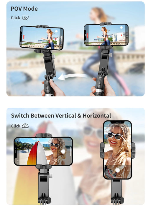 Q18 360° Follow-Tracking Gimbal — Selfie Stick Tripod with Fill Light for iPhone & Smartphones