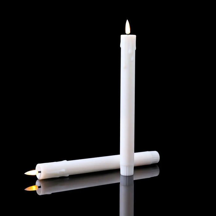 Rechargeable 10-inch Flameless LED Taper Candles — Warm White, 2 or 4 Pack (Beige or White)